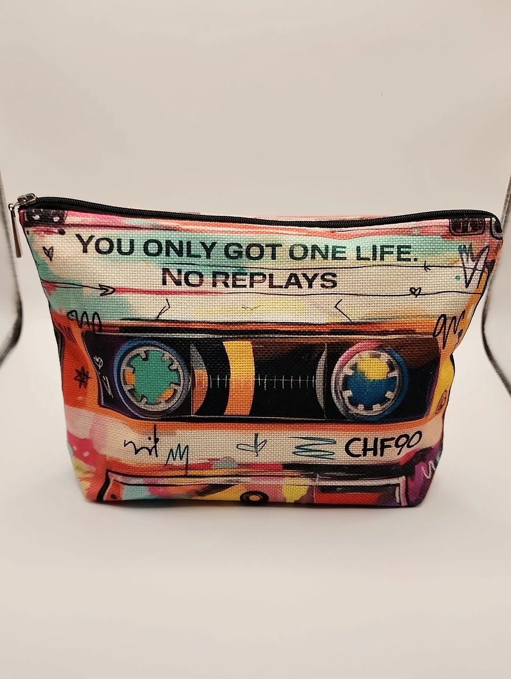 Multicolor & Pink Printed Cosmetic Pouch